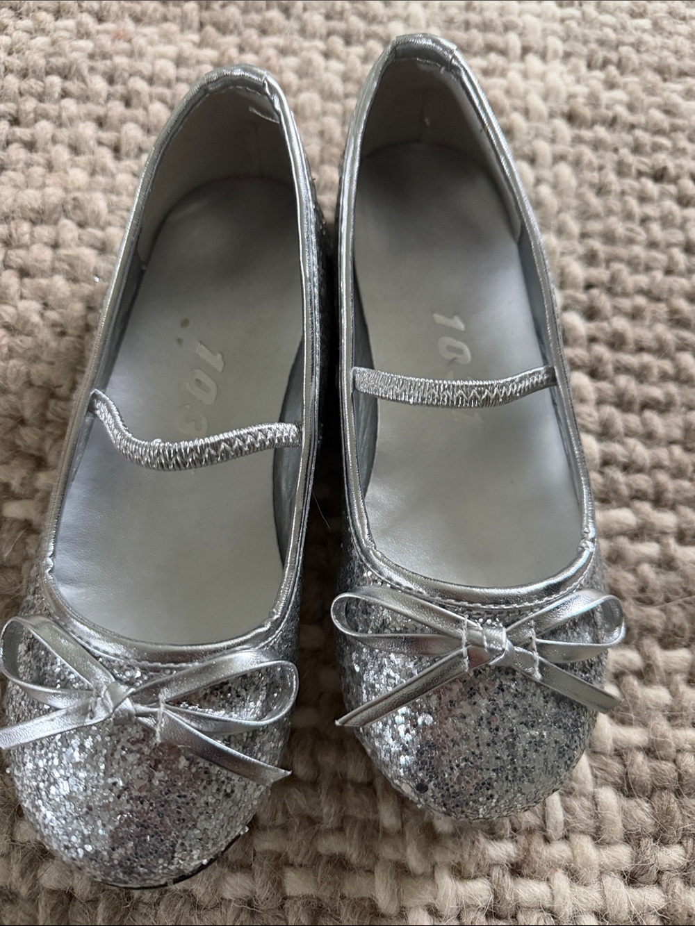 Silver Girls' Glitter Ballet Flats